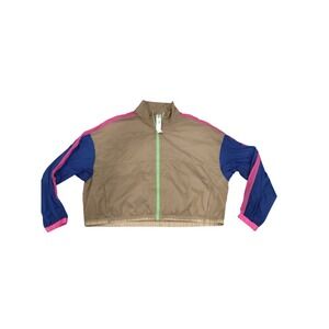 Fabletics‎ Jacket Womens 1X Colorblock Cropped Zip Up Windbreaker Activewear